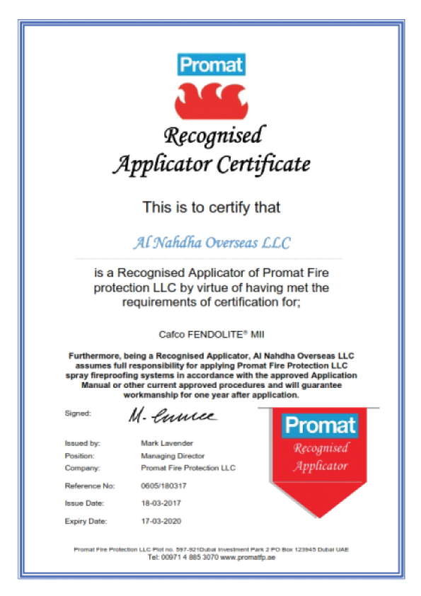 Promat Recognized Applicator
